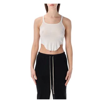 Rick Owens Sleeveless Tops, female, White, Size: M Basic Cropped Tank