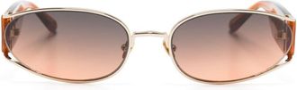 Linda Farrow Shelby oval-frame sunglasses - women - Acetate/Metal - 62 - Gold