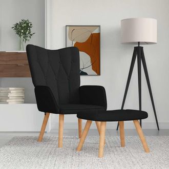 vidaXL Sill&oacute;n De Relax Con Reposapi&eacute;s Tela Negro Vidaxl