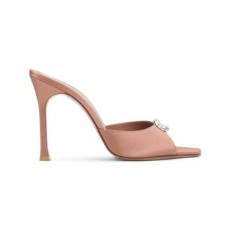 Amina Muaddi Beige Slip-on Heels