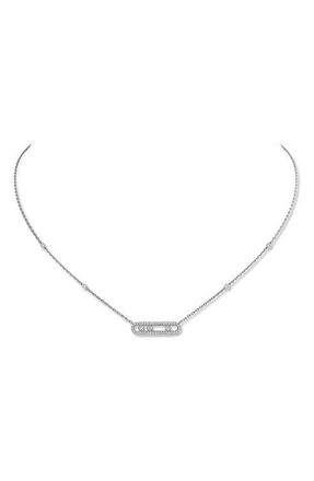 Messika Baby Pav&eacute; Move Pendant Necklace in White Gold at Nordstrom, Size 16
