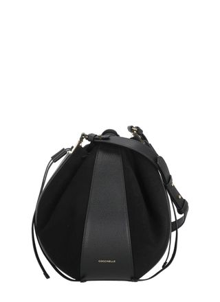 Coccinelle Voluminous Suede and Pebbled Leather Shoulder Bag