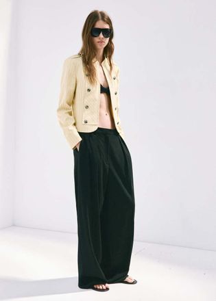 Mango Giacca gessata bottoni giallo pastello - Donna - XS - MANGO