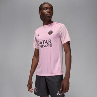 Nike Jordan Mens Paris Saint-Germain Academy Pro Fourth Jordan Dri-FIT Soccer Pre-Match Top in Pink | HM3445-663