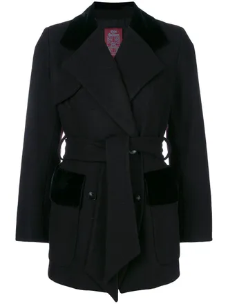 John Galliano belted double-breasted coat - Nero