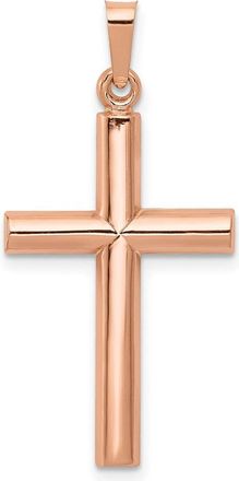 Diamond2Deal 14K Rose Gold Brushed and Polished Hollow Cross Pendant