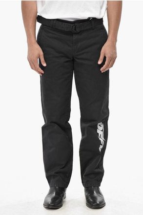 Off-white Cotton Chino Pants With Fabric Belt size 32
