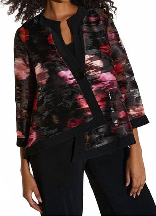 Joseph Ribkoff Floral Organza Swing Jacket In Black/multi