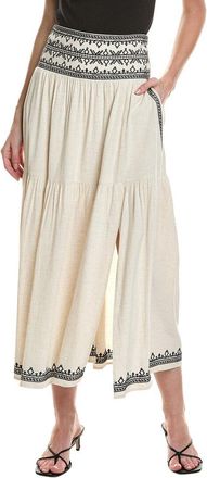 Saltwater Luxe Linen-Blend Midi Skirt