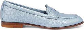 Santoni Womens Tumbled Leather Penny Loafer in Blue at Nordstrom, Size 9.5