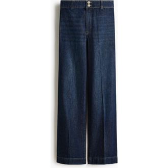 H&M Wide High Waist Jeans in Dark Denim Blue at Nordstrom, Size 10