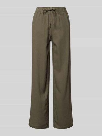 Only Wide Leg Leinenhose mit elastischem Bund Modell GOA in Oliv, Gr&ouml;&szlig;e XL