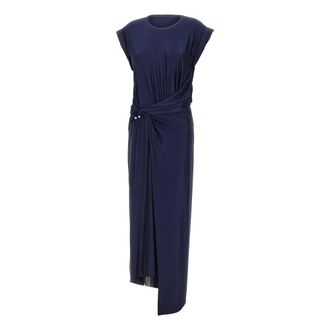 Paco Rabanne Maxi Dresses, female, Blue, Size: 2XS Draped Midi Dress