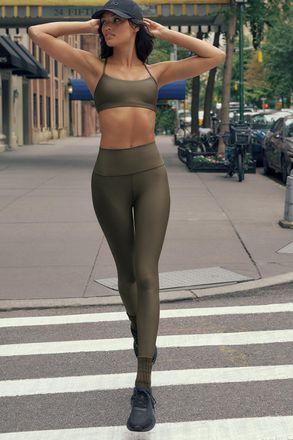 Alo | 7/8 High-Waist Airlift Legging in Olive Tree Brown, Size: Medium