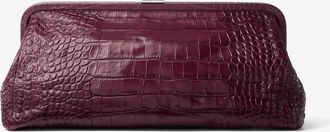Michael Kors Angelica Large Crocodile Embossed Leather Frame Clutch