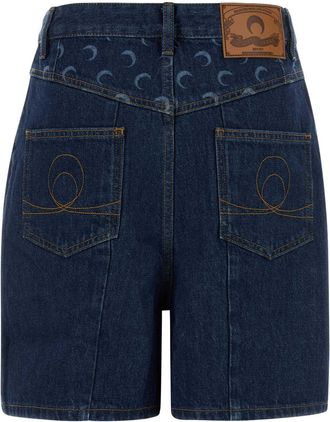 Marine Serre Womens Denim Shorts Navy Cotton