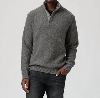 Paige Kotoni Snap Collar Sweater In Dark Grey