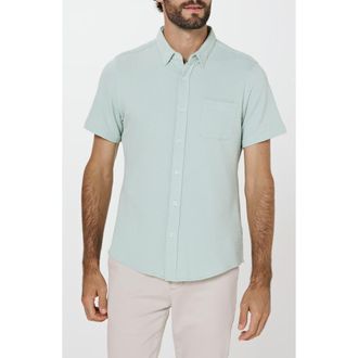 7 Diamonds Bennet Stripe Seersucker Short Sleeve Button-Up Shirt in Mint at Nordstrom, Size Xx-Large