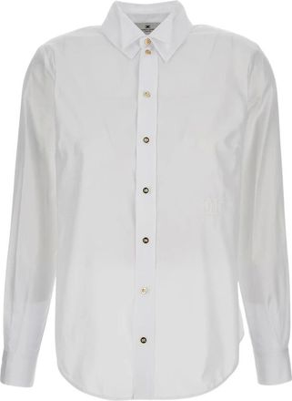 Elisabetta Franchi Shirts, female, White, L, Cotton Shirt with Double Collar and Embroidery