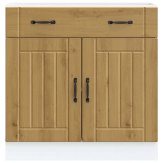 Berkfield Home Kitchen Base Cabinet Lucca Artisan Oak Engineered Wood in Brown