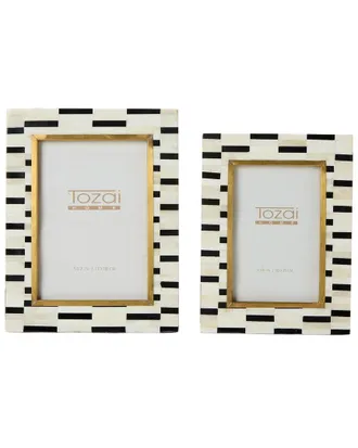 Tozai Home Home Tiles Set Of 2 Bone & Brass Photo Frames