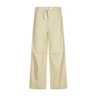 Jil Sander Broeken, Heren, Groen, S, Groene waterafstotende broek met knieplooien