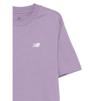 New Balance Logo-Embroidered Cotton T-Shirt - Purple