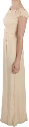 Dolce & Gabbana Beige Silk Column Cap Sleeve Gown Womens Dress