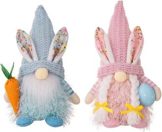 OEM Decoraci&oacute;n De Gnomo De Pascua (2 Piezas) - Conejito De Peluche, Decoraci&oacute;n De Mesa Y Habitaci&oacute;n