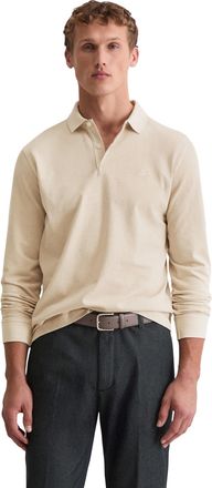 Marc O'Polo Langarm-Poloshirt MARC OPOLO, Herren, Gr. XXL, grau silk, Jersey, Obermaterial: 100% Baumwolle, Shirts Langarm-Poloshirt, im Washed-Look