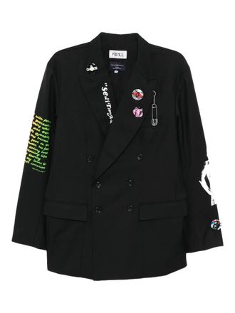 KIDILL graphic-print double-breasted blazer - Black