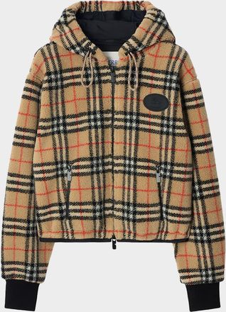 Burberry Fiona Check Teddy Fleece Zip Hoodie