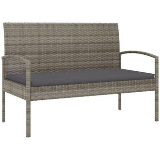 vidaXL Banco De Jard&iacute;n Con Coj&iacute;n Rat&aacute;n Sint&eacute;tico Gris 105 Cm Vidaxl