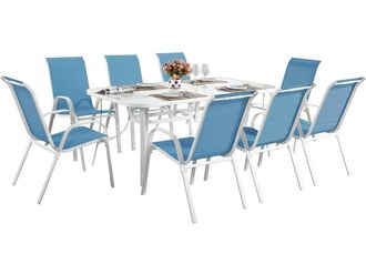 Habitat et Jardin Conjunto De Jard&iacute;n Mesa + 8 Sillas De Textileno c&oacute;rdoba Xl - Azul