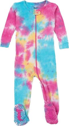 Leveret Footed Tie Dye Cotton Matching Family Pajamas in Tie Dye Rainbow at Nordstrom, Size 18-24M