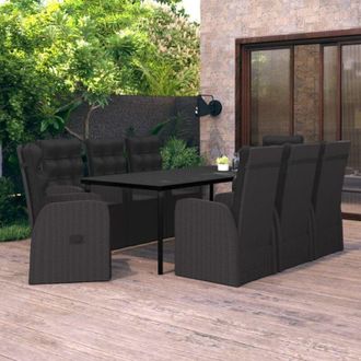 vidaXL Juego De Comedor De Jard&iacute;n 9 Piezas Con Cojines Negro Vidaxl
