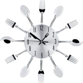 OEM Reloj De Pared De Acero Inoxidable Para Armar T&uacute; Mismo, Cubiertos De Cocina Silenciosos, Decoraci&oacute;n Original Con Tenedor, Cuchillo Y Cuchara, Dise&ntilde;o M