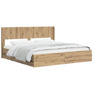 vidaXL Estructura De Cama Con Almacenamiento Y Cabecero Artisan Oak Vidaxl