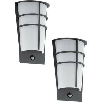 Loops 2 PACK IP44 Outdoor Wall Light & PIR Sensor Anthracite Steel 2.5W LED in Metallics