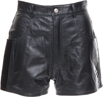 Manokhi black genuine leather patent patch high waisted shorts FR34 XS