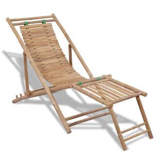 Berkfield Home Outdoor Deck Chair with Footrest Bamboo in Brown