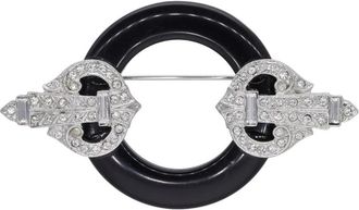 Kenneth Jay Lane Spilla Decò Circle Pre-owned anni 70 - Argento