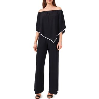 Chaus Popover Off the Shoulder Jumpsuit in Rich Black at Nordstrom, Size Small