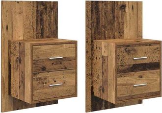 vidaXL Wall-mounted Bedside Cabinet 2 pcs Old Wood 48.5 x 32.5 x 80 cm vidaXL