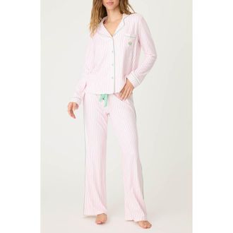 PJ Salvage Happiest On the Court Stripe Pajama Set in Ivory at Nordstrom Rack, Size X-Large