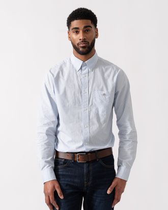 GANT Mens Regular Fit Shirt in Light Blue Cotton - Size X-Large