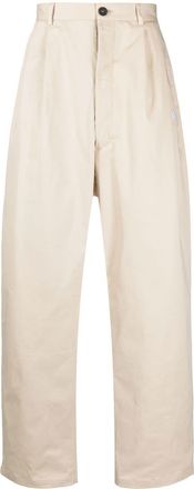 Marcelo Burlon logo-embroidery tailored trousers - men - Cotton/Spandex/Elastane/Cotton/Polyester/Polyester/Buffalo Horn - 50 - Neutrals