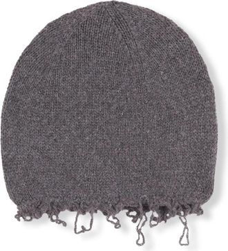 Cortana Grijs Melange Wollen en Kasjmier Beanie - Dames - Hoeden - Grijs - M - Wol - Accessoires