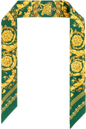 Versace Accessoires, Dames, Groen, ONE Size, Barocco Zijden Sjaal Stropdas
