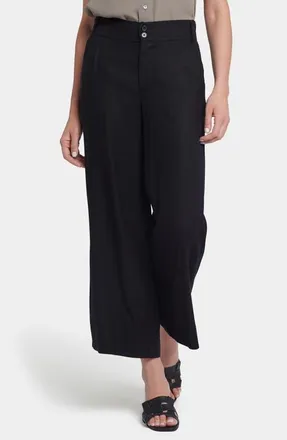 NYDJ Waverly Linen Blend Wide Leg Pants in Black at Nordstrom, Size Xx-Small